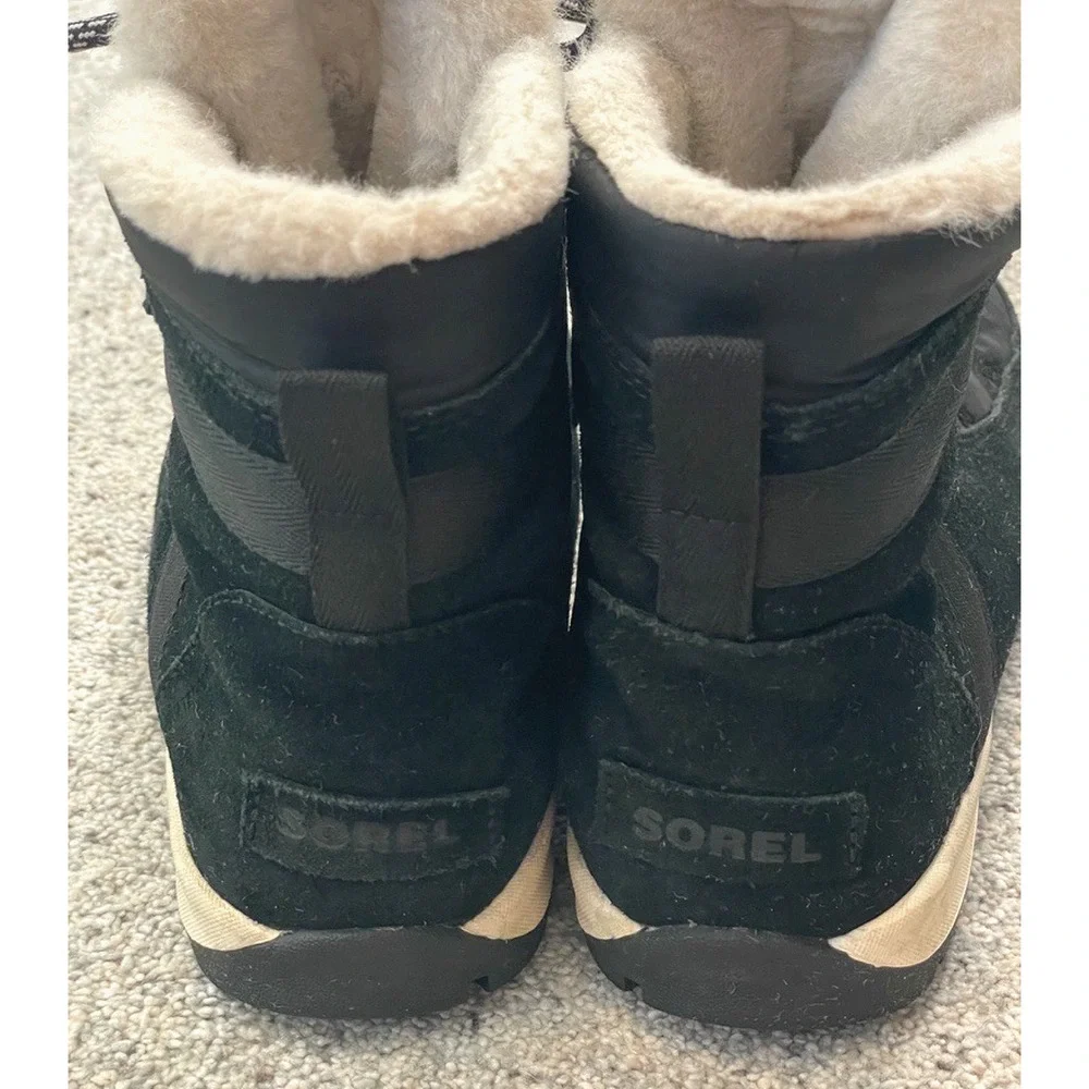 Sorel Women's Explorer Joan Waterproof Boots Sz 7.5 Suede Faux Fur Black Outdoor - Picture 13 of 16